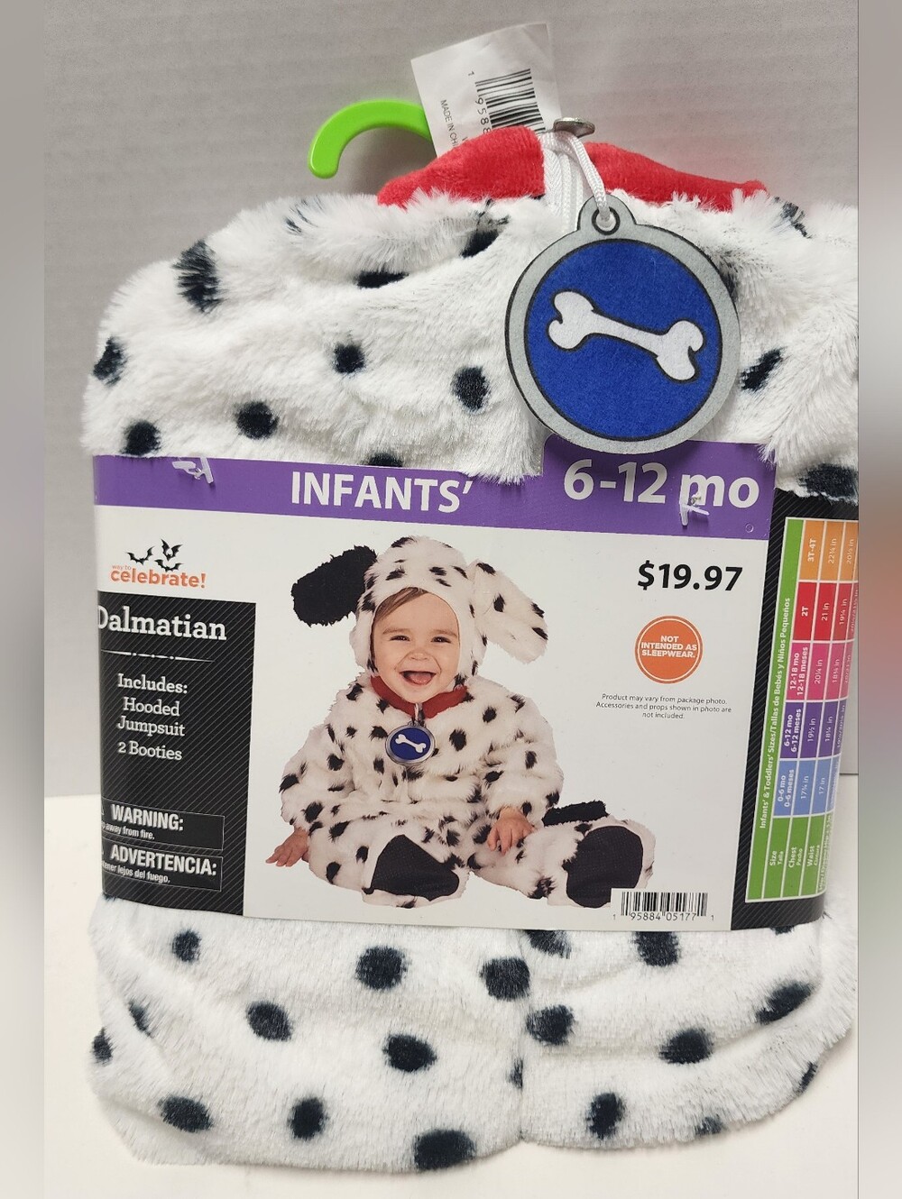 6-12 M Infant Baby 101 Dalmatian Dog Costume Cartoon Bodysuit Black White New